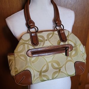 Rosetti Shoulder Handbag Green with Brown Straps